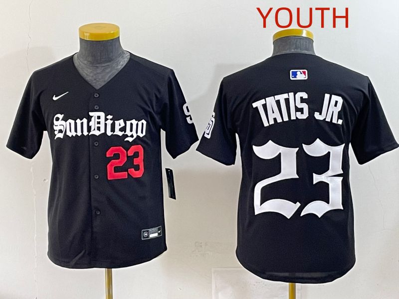 Youth 2025 San Diego Padres #23 Tatis jr Black Five generations Joint Name Nike MLB Jersey style 5